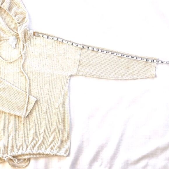 Sunday Linen Blend Long Sleeve Tie Bottom Stretch Lightweight  Hoodie Size L - Picture 9 of 11